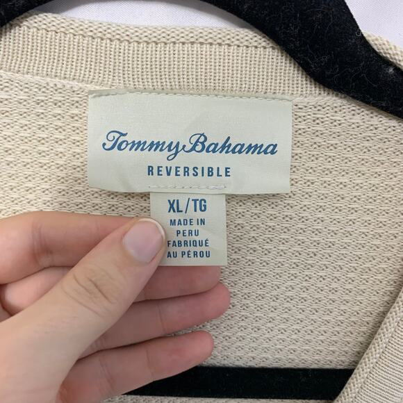 Tommy Bahama Reversible Waffle Knit Long Sleeve Sweater Mens XL Beige Minimalist - Picture 3 of 3
